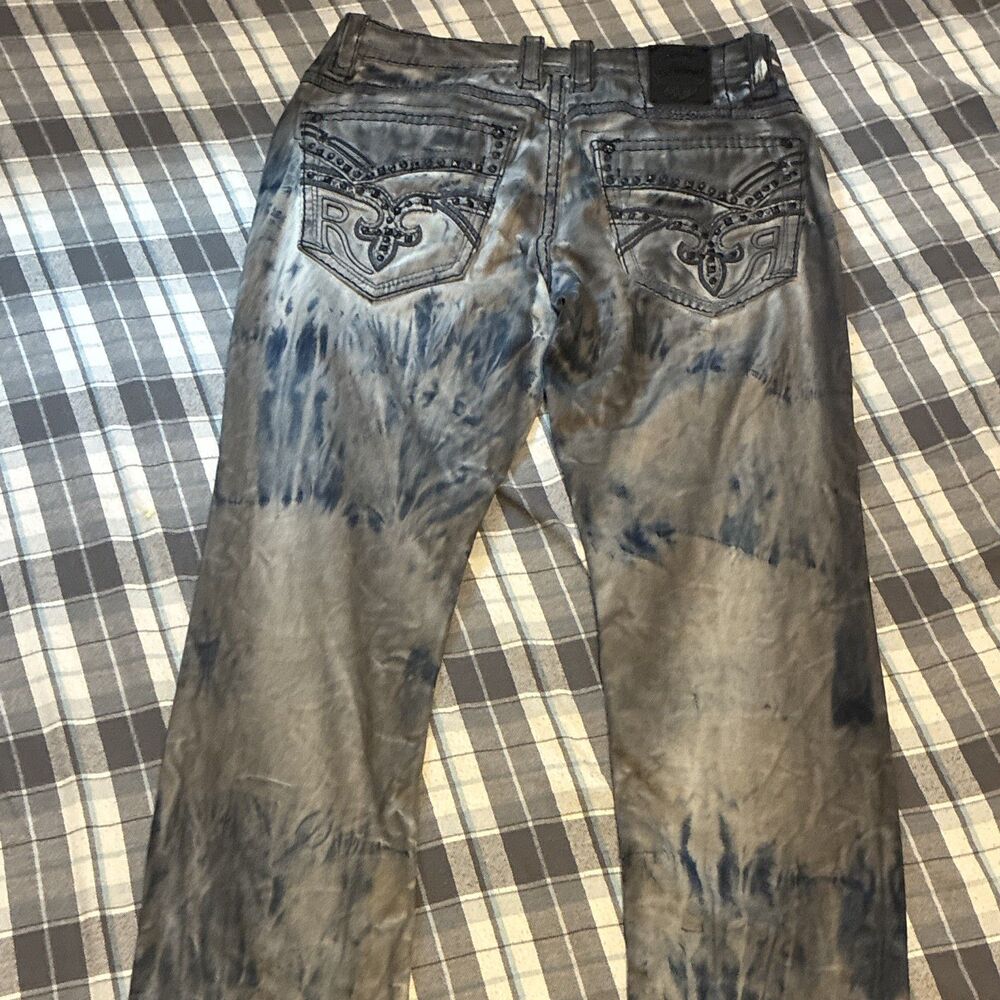 RARE Rock Revival Collector's Edition Men' Straight Acid Wash Denim Jeans